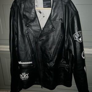 The Hundreds Black Leather Bomber Jacket